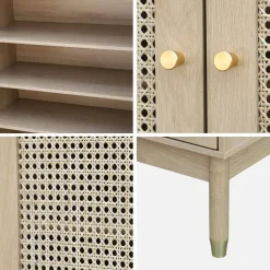 Mueble zapatero de caña de 2 puertas