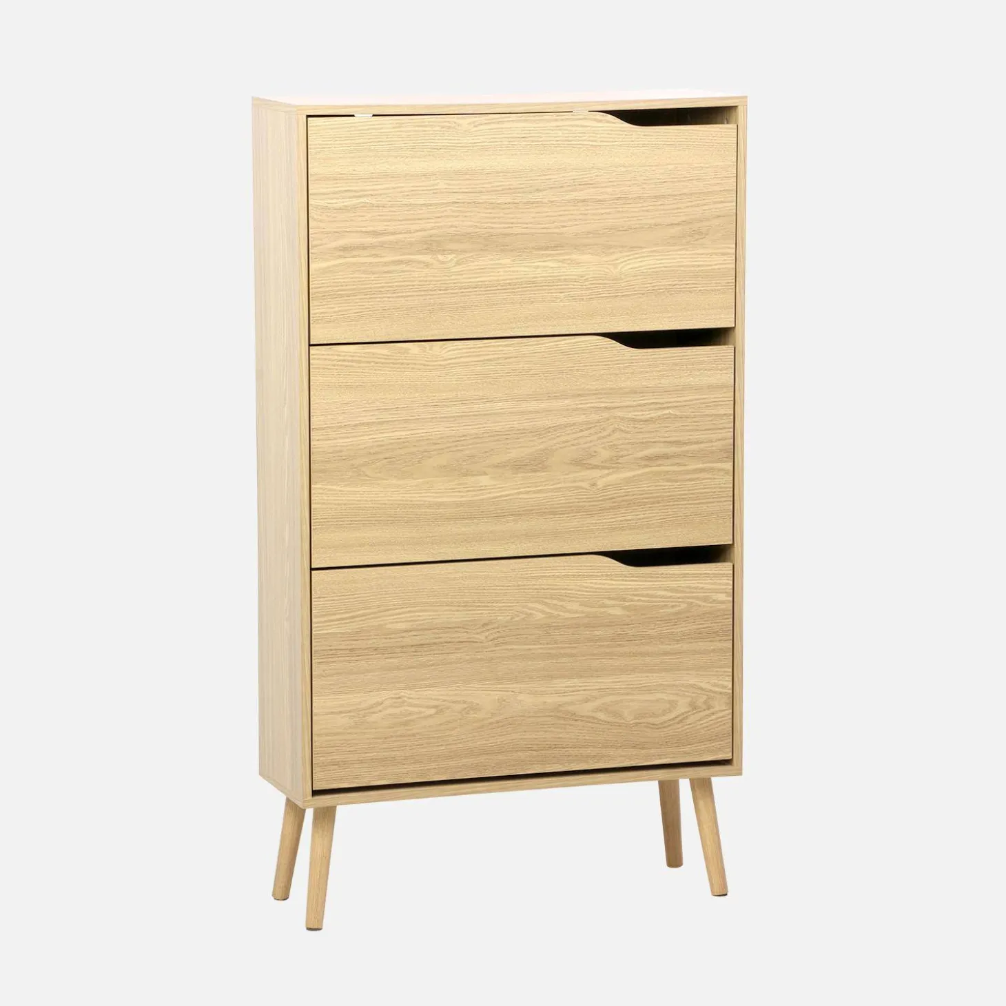 Mueble zapatero de madera de nogal con 3 puertas