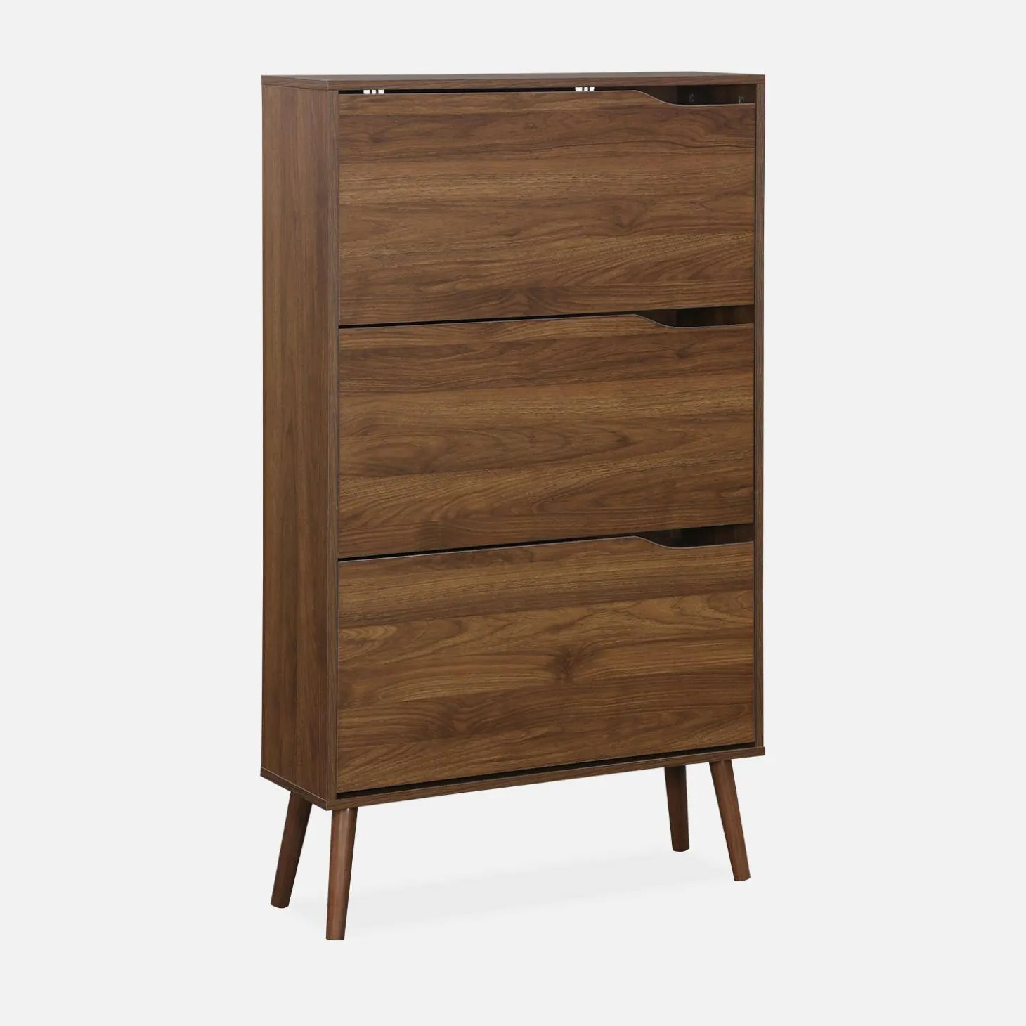 Mueble zapatero de madera de nogal con 3 puertas