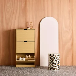 Mueble zapatero decorativo de madera con 3 cajones