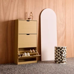 Mueble zapatero decorativo de madera con 3 cajones