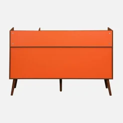 Muebles de vinilo vintage bicolor con decoración de madera oscura, 130cm