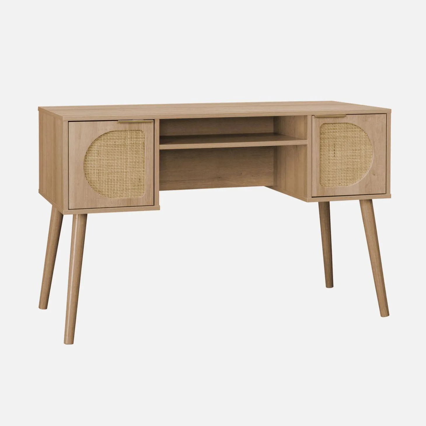 Oficina efecto madera y mimbre, 2 cajones
