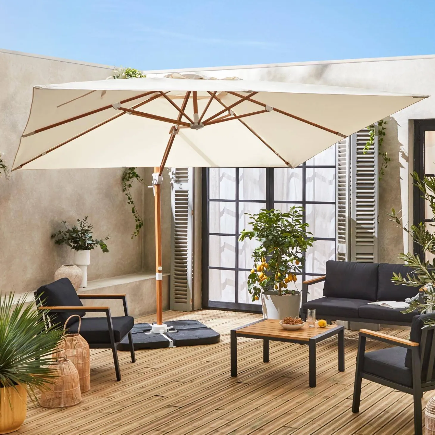 Parasol cuadrado excéntrico, 3x3m