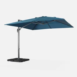 Parasol cuadrado excéntrico, 3x3m + placas de lastre 50x50cm