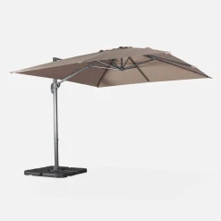 Parasol cuadrado excéntrico, 3x3m + placas de lastre 50x50cm