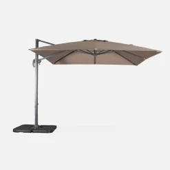 Parasol cuadrado excéntrico, 3x3m + placas de lastre 50x50cm