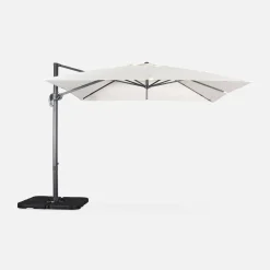 Parasol cuadrado excéntrico, 3x3m + placas de lastre 50x50cm