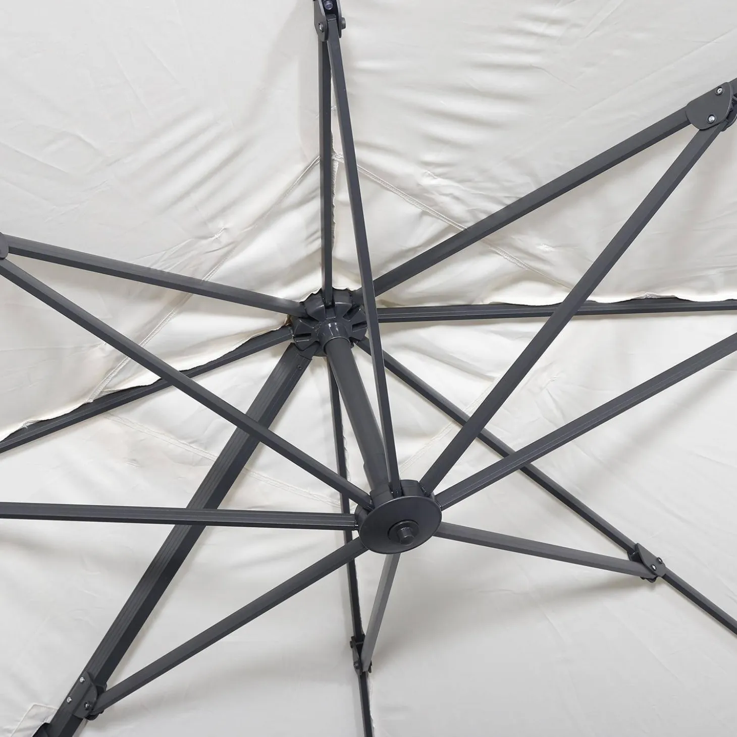 Parasol cuadrado excéntrico, 3x3m + placas de lastre 50x50cm