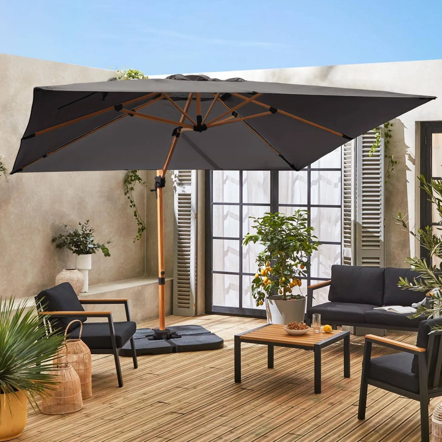 Parasol cuadrado excéntrico, 3x3m