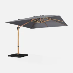 Parasol cuadrado excéntrico, 3x3m + placas de lastre 50x50cm