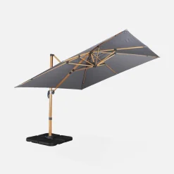 Parasol cuadrado excéntrico, 3x3m + placas de lastre 50x50cm