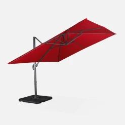 Parasol cuadrado excéntrico, 3x3m + placas de lastre 50x50cm