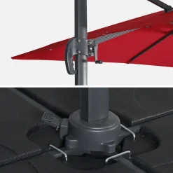 Parasol cuadrado excéntrico, 3x3m + placas de lastre 50x50cm
