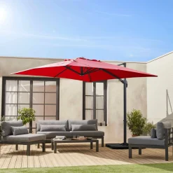 Parasol cuadrado excéntrico, 3x3m + placas de lastre 50x50cm