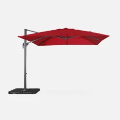 Parasol cuadrado excéntrico, 3x3m + placas de lastre 50x50cm