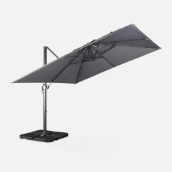 Parasol cuadrado excéntrico, 3x3m + placas de lastre 50x50cm