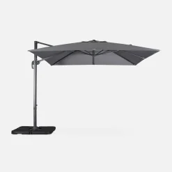 Parasol cuadrado excéntrico, 3x3m + placas de lastre 50x50cm