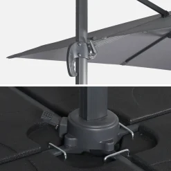 Parasol cuadrado excéntrico, 3x3m + placas de lastre 50x50cm