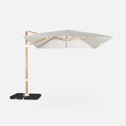 Parasol cuadrado excéntrico, 3x3m + placas de lastre 50x50cm