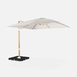 Parasol cuadrado excéntrico, 3x3m + placas de lastre 50x50cm