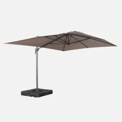 Parasol rectangular excéntrico, 3x4m + placas de lastre 50x50cm