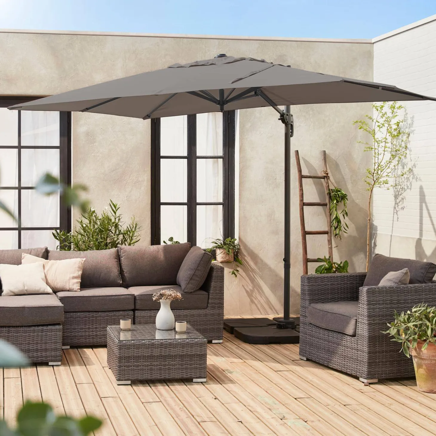 Parasol rectangular excéntrico, 3x2m