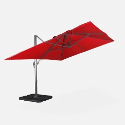 Parasol rectangular excéntrico, 3x4m + losas 50x50cm