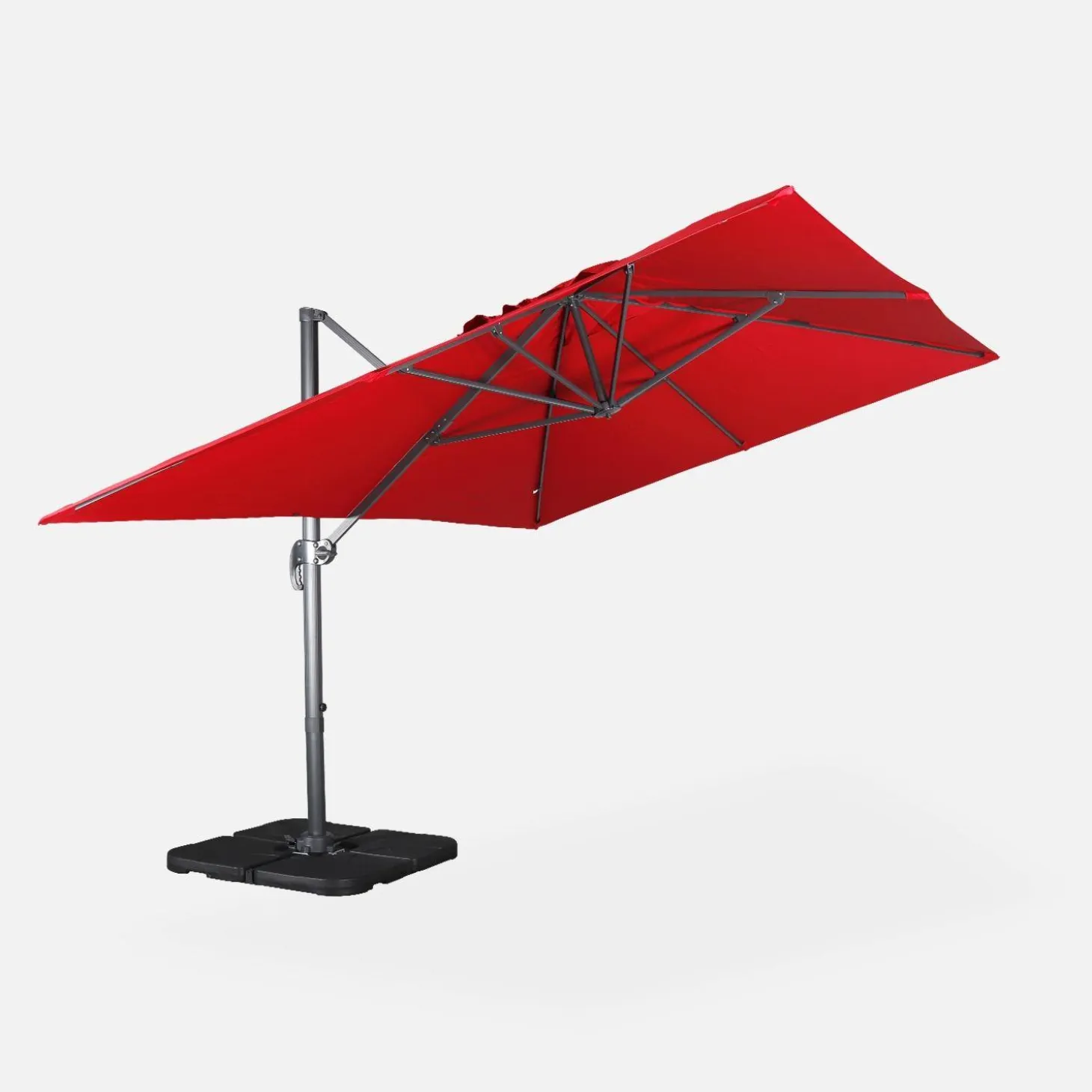 Parasol rectangular excéntrico, 3x4m + losas 50x50cm
