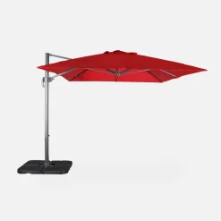 Parasol rectangular excéntrico, 3x4m + losas 50x50cm