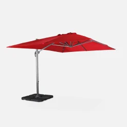 Parasol rectangular excéntrico, 3x4m + losas 50x50cm