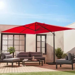 Parasol rectangular excéntrico, 3x4m + losas 50x50cm