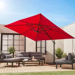 Parasol rectangular excéntrico, 3x4m + losas 50x50cm
