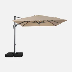 Parasol rectangular excéntrico, 3x4m + placas de lastre 50x50cm