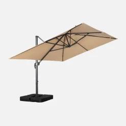 Parasol rectangular excéntrico, 3x4m + placas de lastre 50x50cm