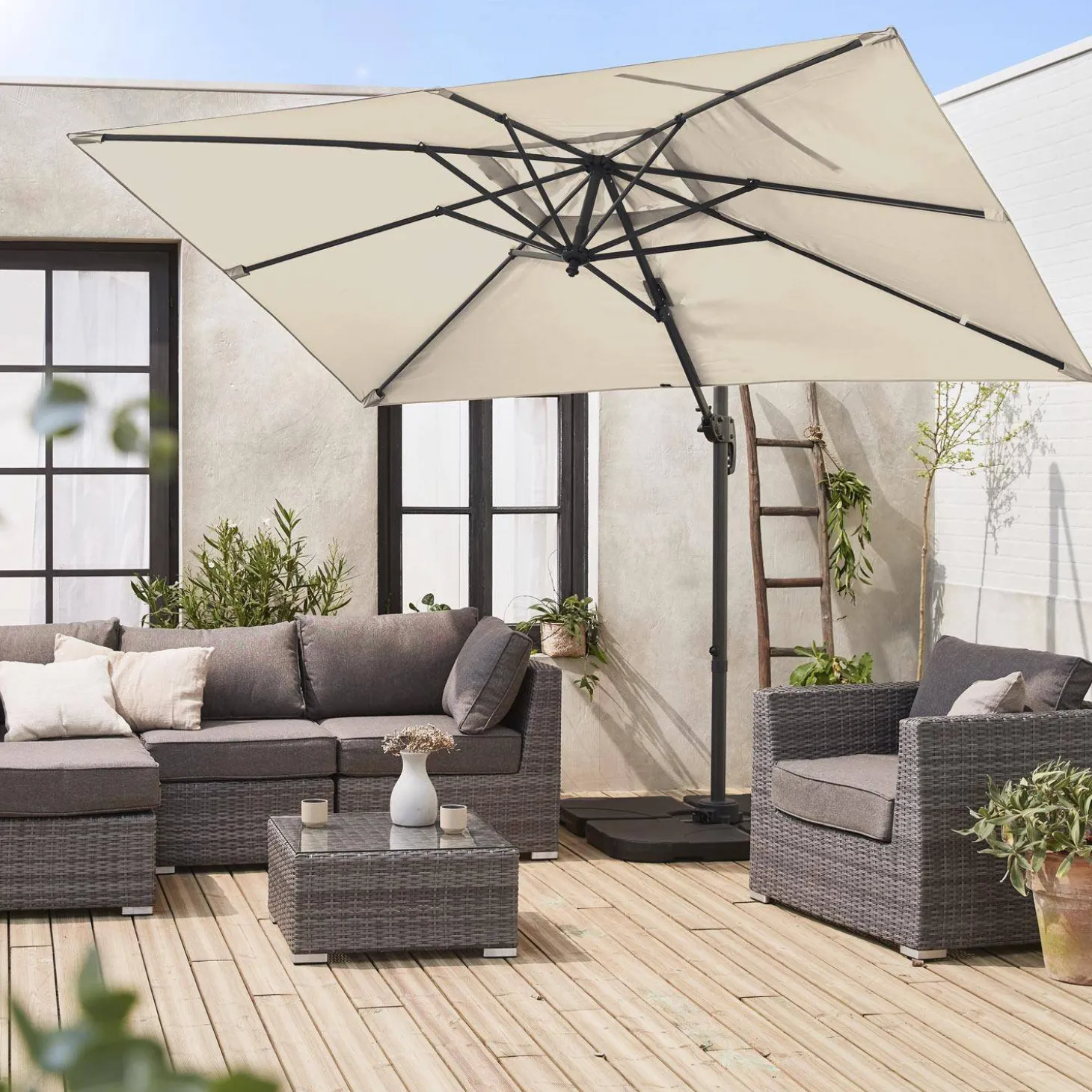 Parasol rectangular excéntrico, 3x2m