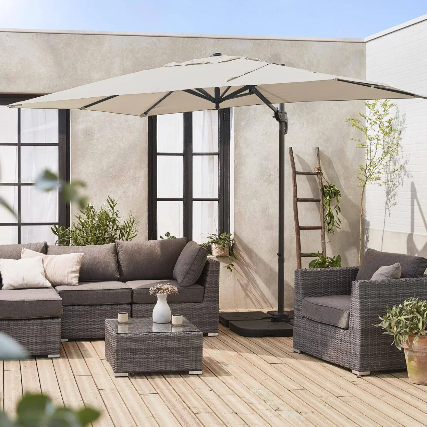 Parasol rectangular excéntrico, 3x2m
