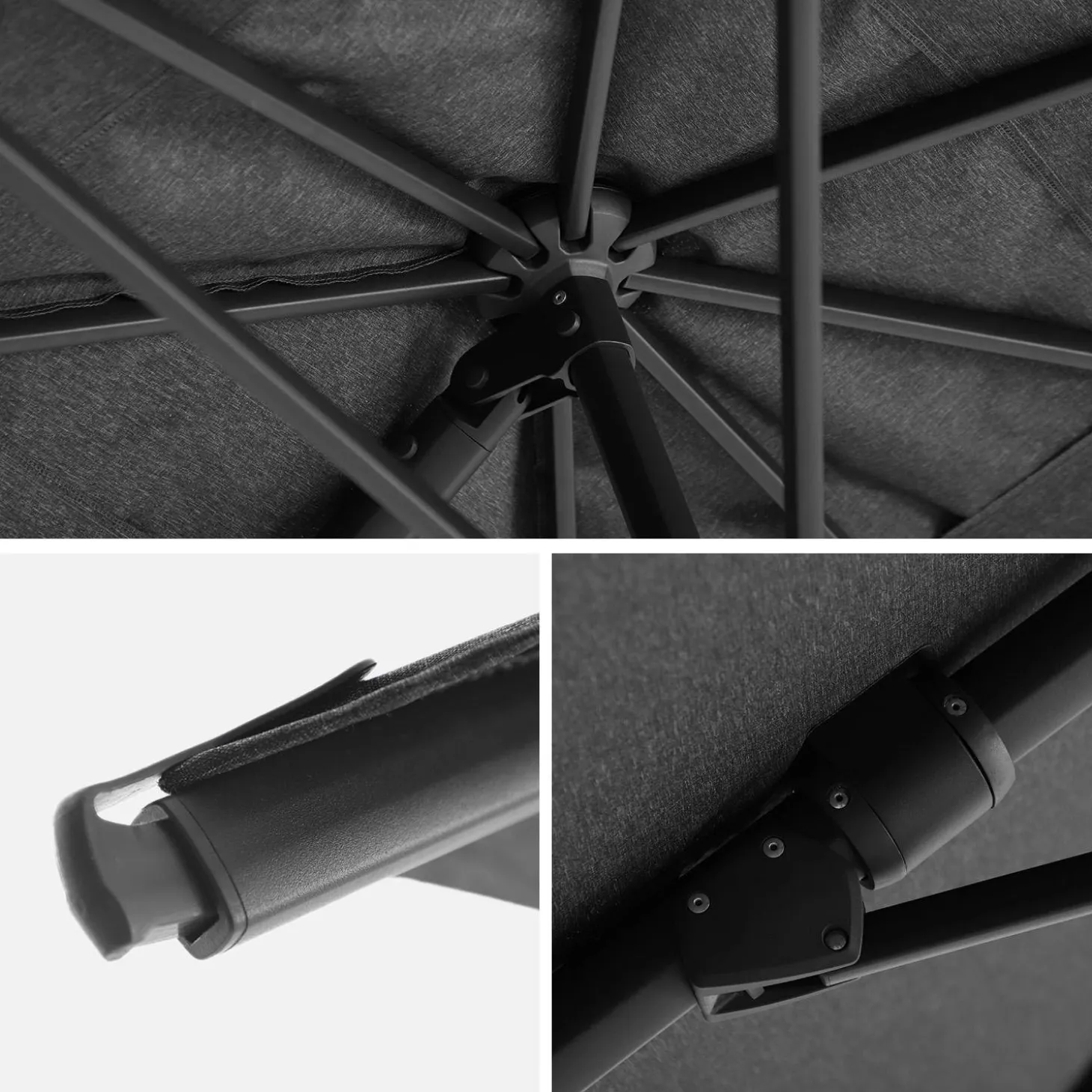 Parasol rectangular excéntrico, 3x4m + funda + placas de lastre 98x98cm