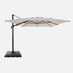 Parasol rectangular excéntrico, 3x4m + funda + placas de lastre 98x98cm
