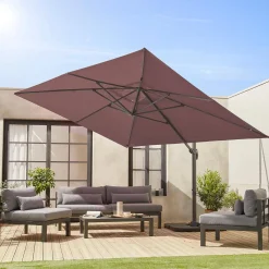 Parasol rectangular excéntrico, 3x4m + losas 50x50cm
