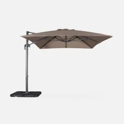 Parasol rectangular excéntrico, 3x4m + losas 50x50cm
