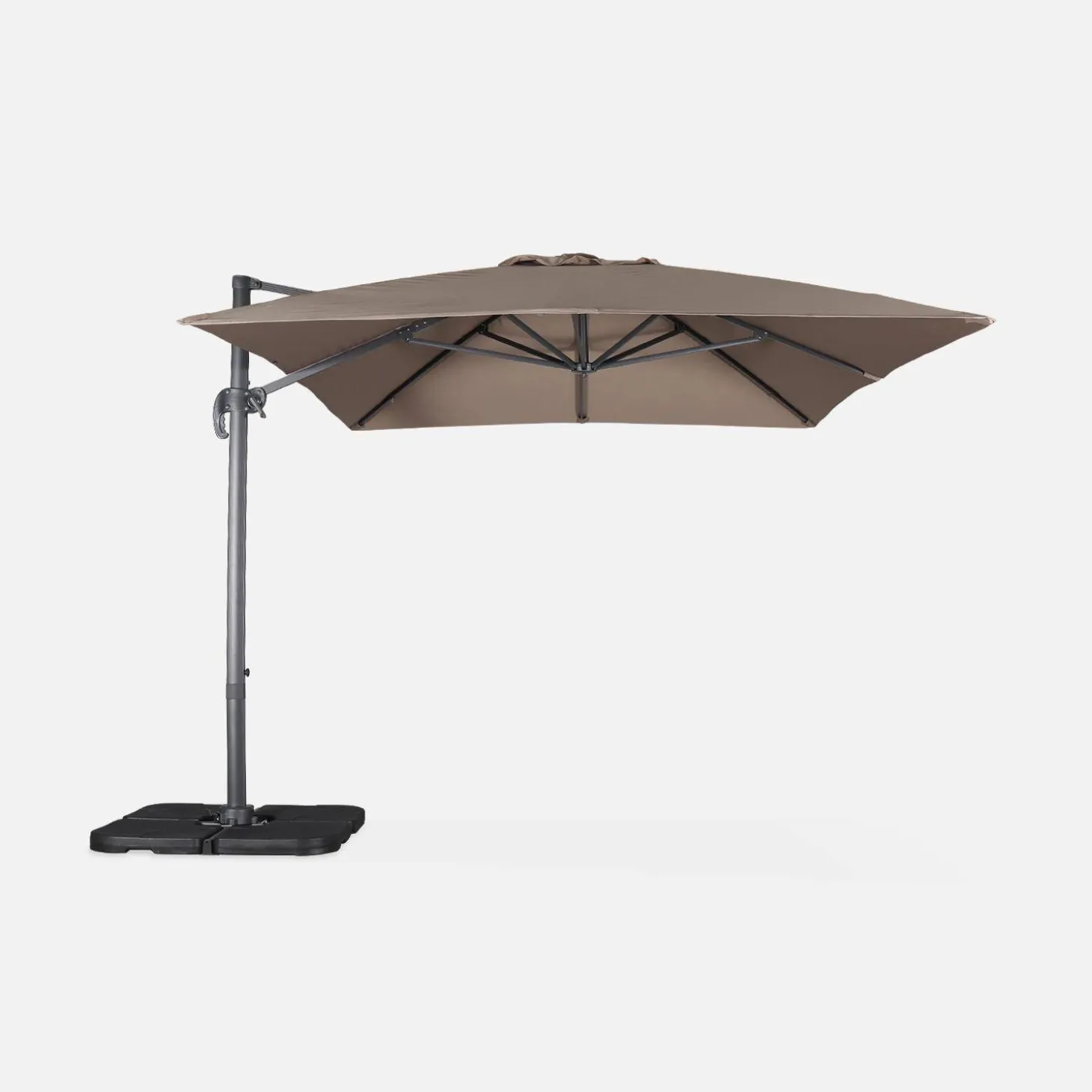 Parasol rectangular excéntrico, 3x4m + losas 50x50cm