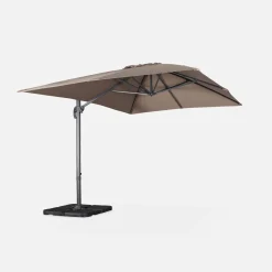 Parasol rectangular excéntrico, 3x4m + losas 50x50cm