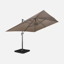 Parasol rectangular excéntrico, 3x4m + losas 50x50cm