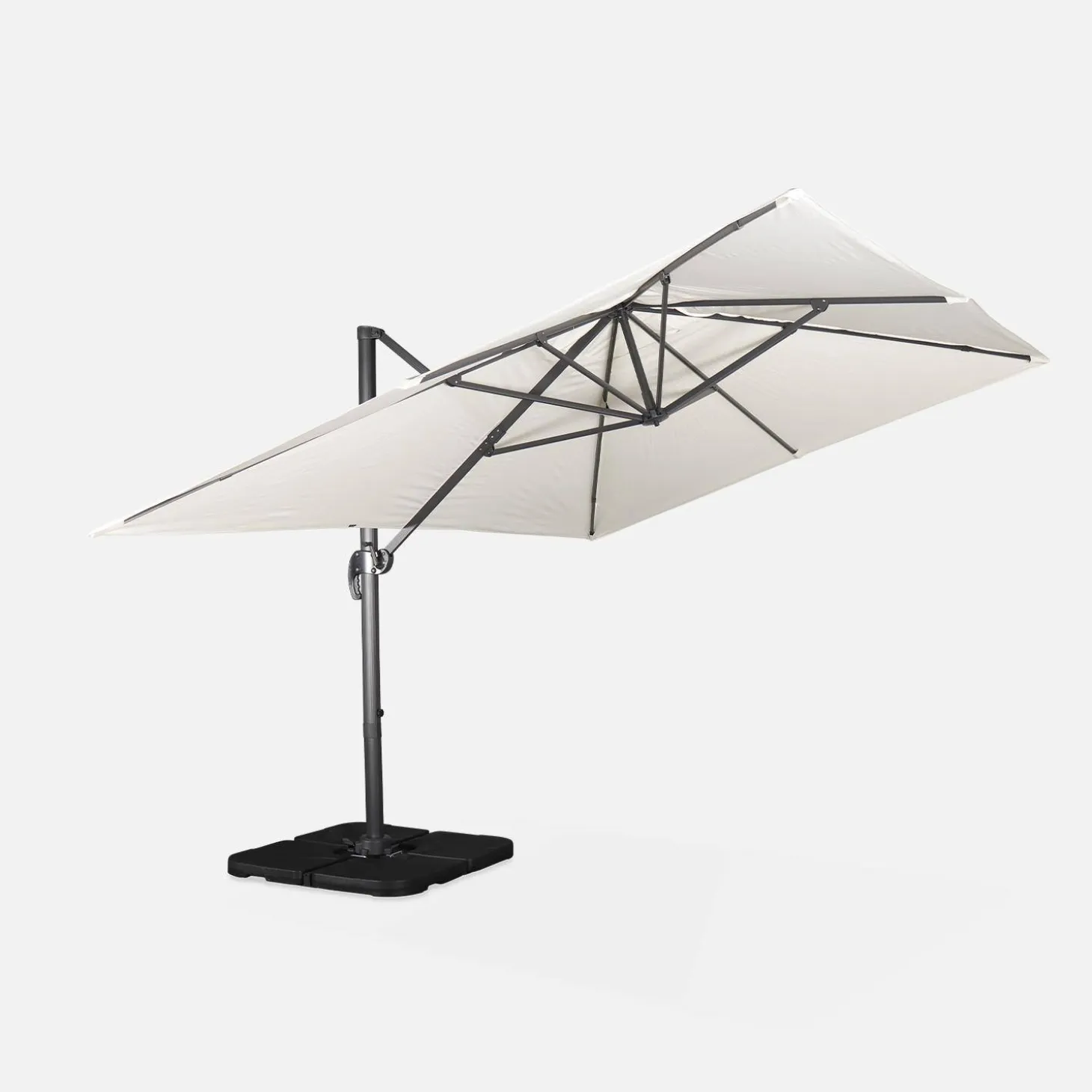 Parasol rectangular excéntrico, 3x4m + losas 50x50cm