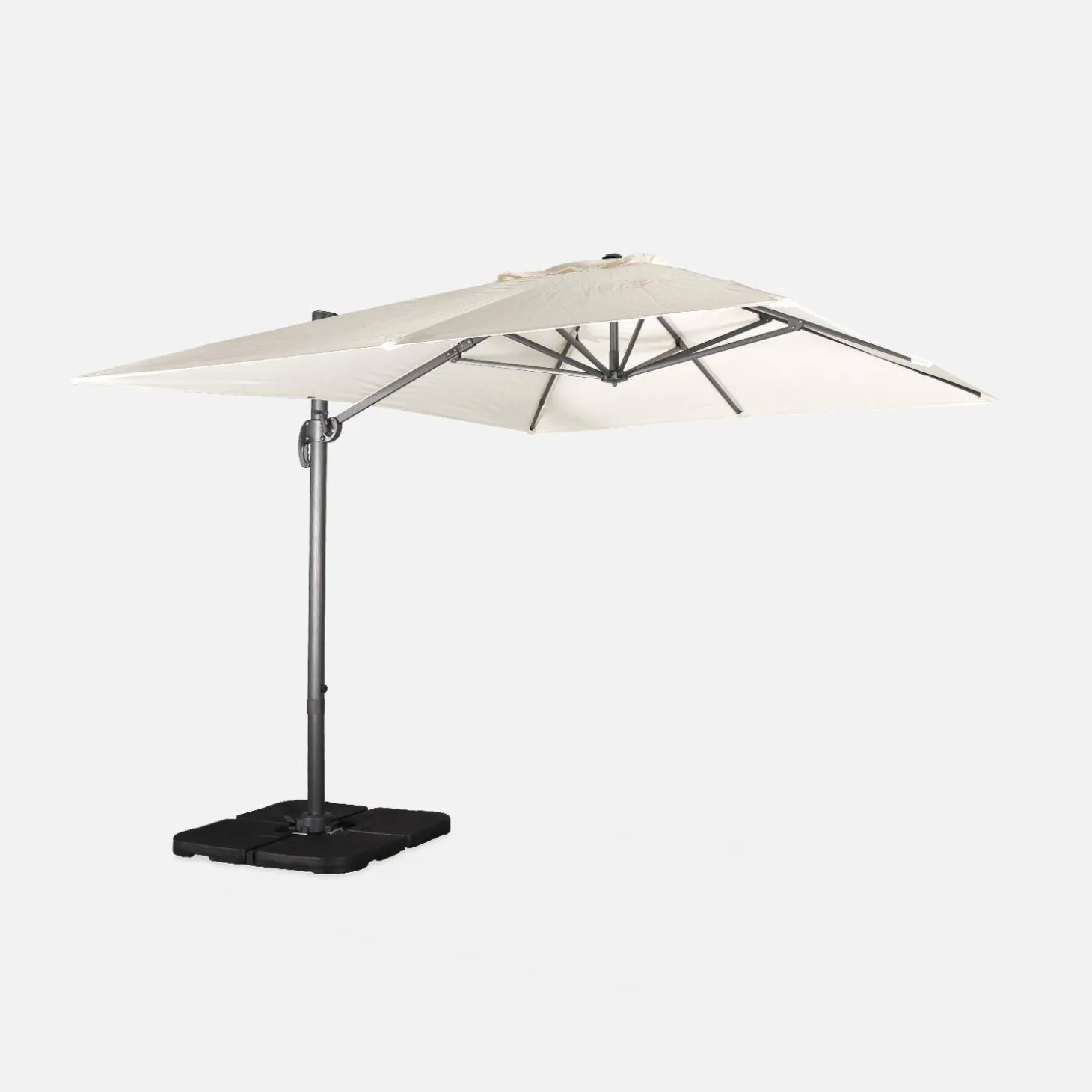 Parasol rectangular excéntrico, 3x4m + losas 50x50cm
