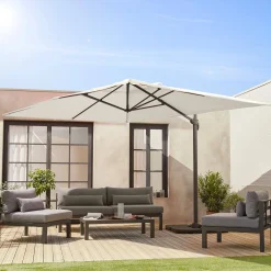 Parasol rectangular excéntrico, 3x4m + losas 50x50cm
