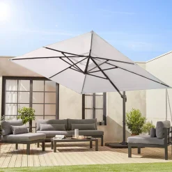 Parasol rectangular excéntrico, 3x4m + losas 50x50cm