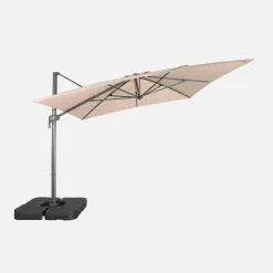 Parasol rectangular excéntrico, 3x4m + placas de lastre 50x50cm