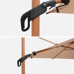 Parasol rectangular excéntrico poste efecto madera, 3x4m